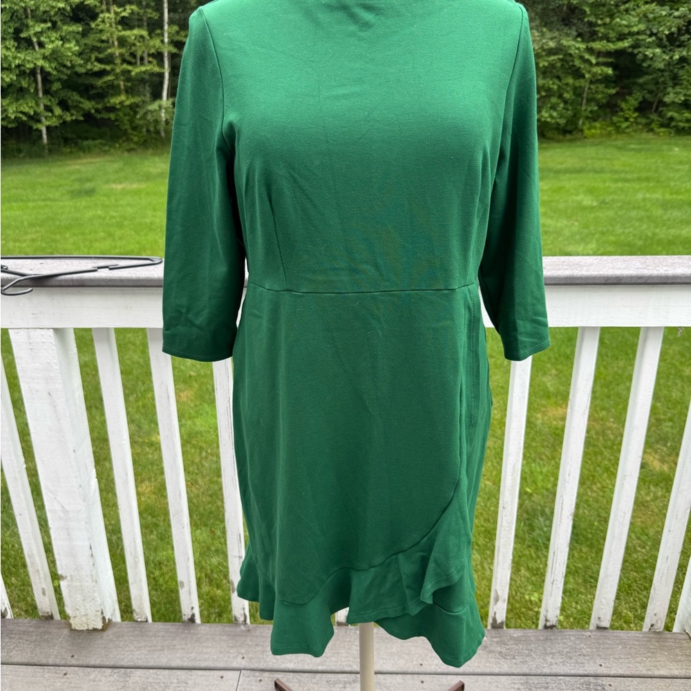 J. Jill Green A-Line Dress with Mandarin Collar